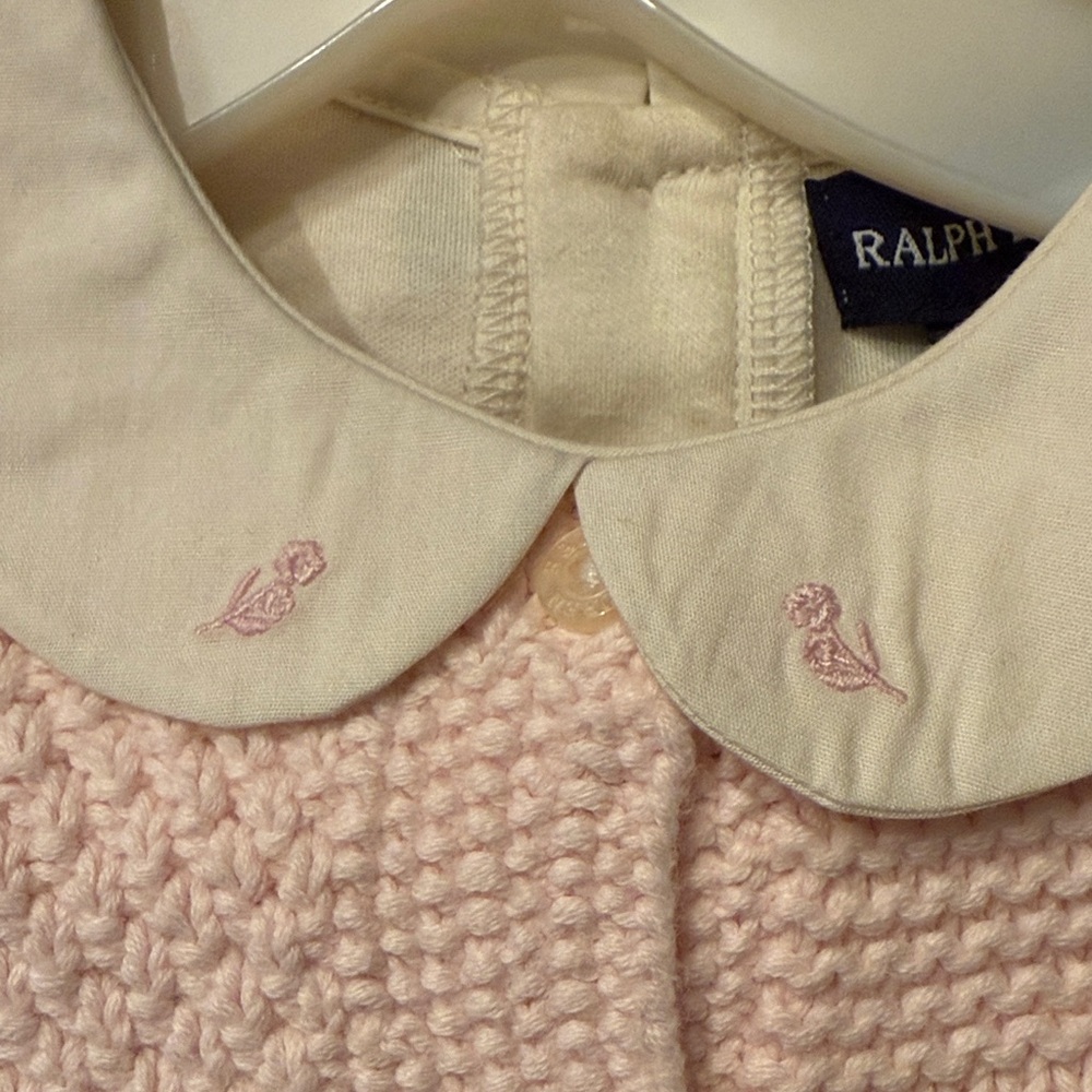 NWT Ralph Lauren Pink Knit Cardigan, long sleeve Bodysuit, corduroy pants Set - Picture 5 of 11